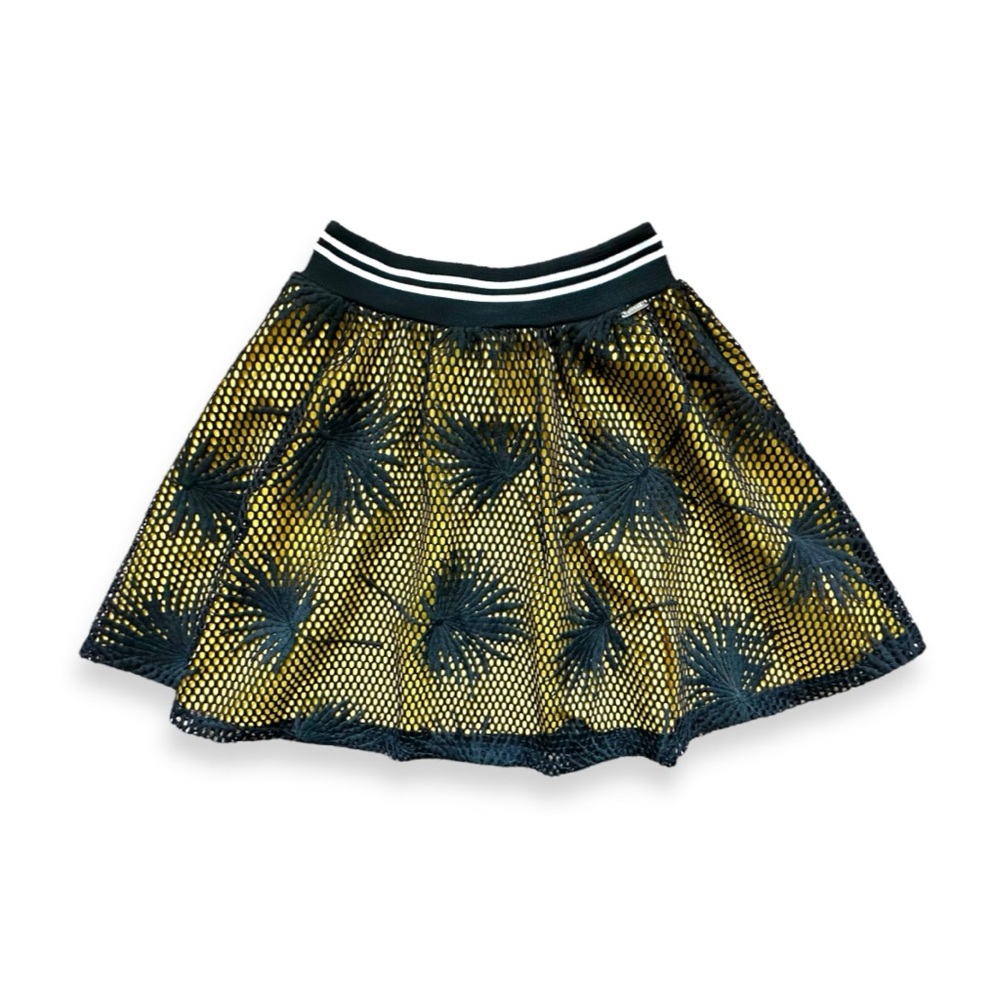 GUESS Embroided Mesh Palm Leaf Mini Skirt